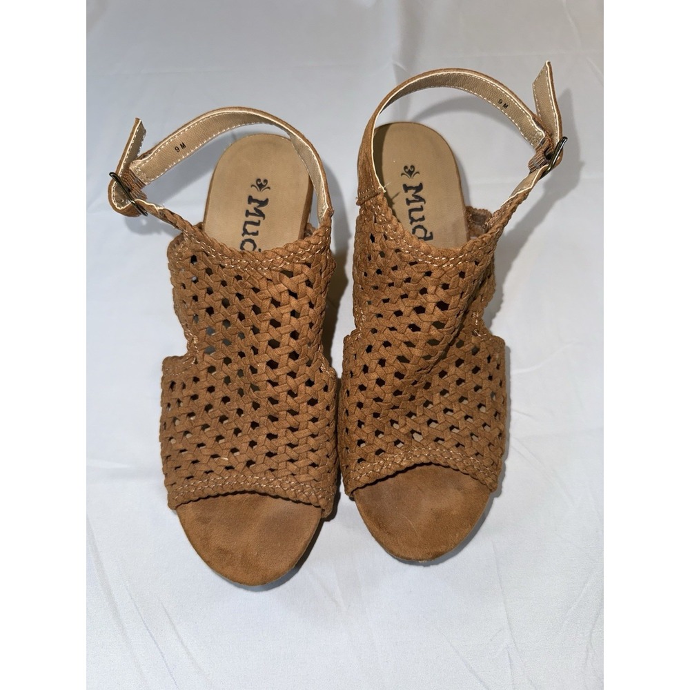 Mudd Women's Festival Cognac Cork Wedge Sandals Sz 9M Used